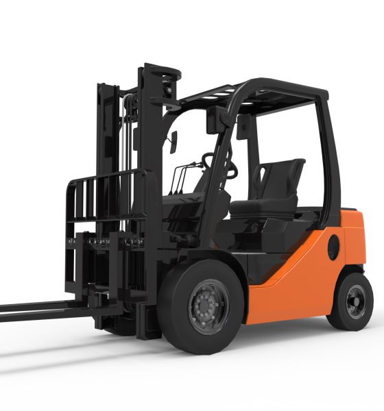 Forklift truck on a white background